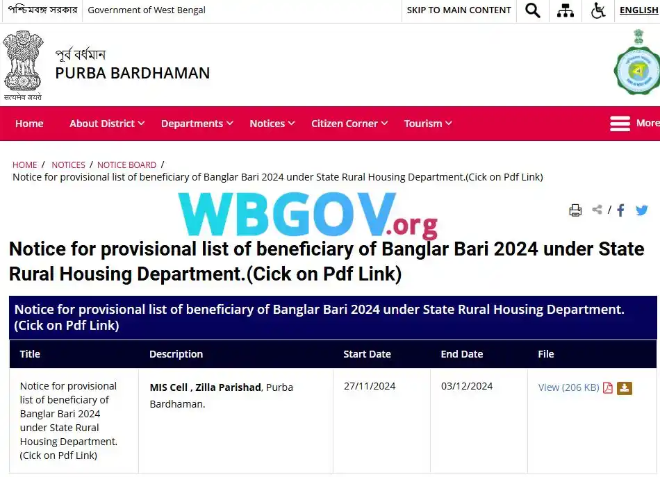 Purba Bardhaman Banglar Bari List 2026