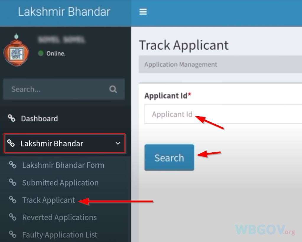 WB Lakshmi Bhandar Online Application Status With Applicant ID