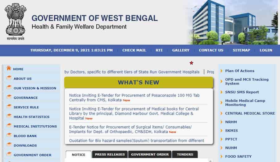 wbhealth.gov.in Health and Family Welfare Department of West Bengal