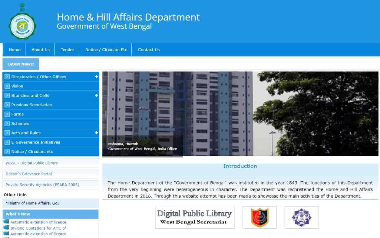 home.wb.gov.in Home and Hill Affairs Department of West Bengal