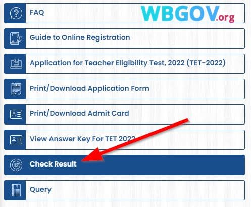 Click on Check Result for WB TET Result