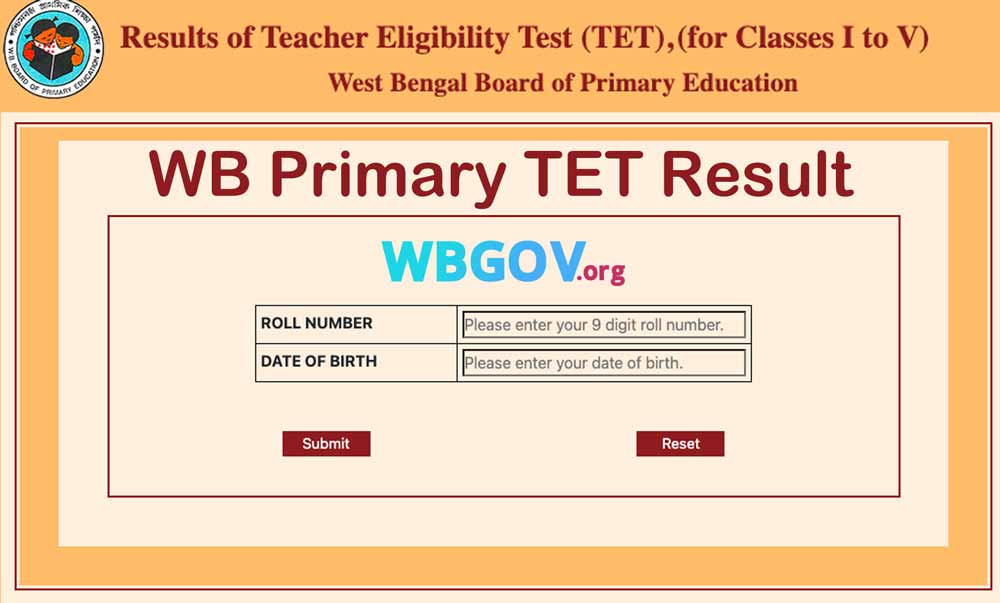 wb primary tet result online download