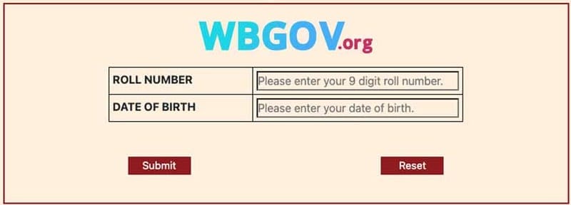 Enter your Roll Number and Date of Birth