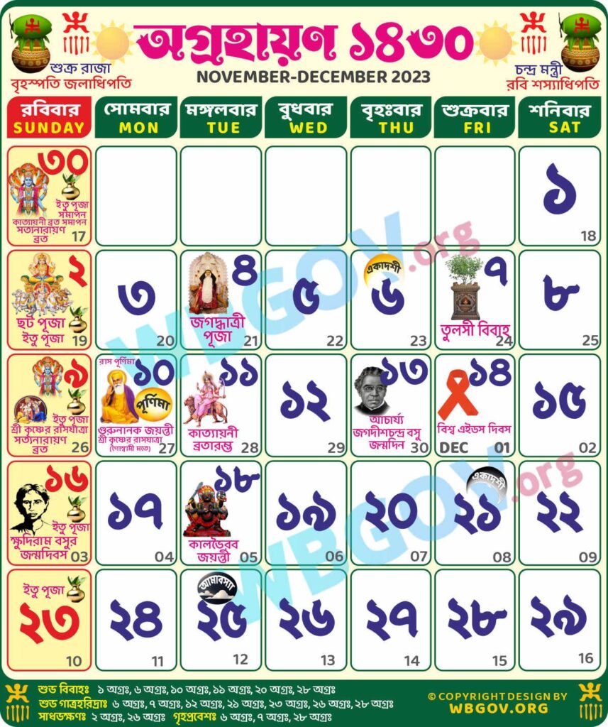 Agrahan 1430: Bengali Calendar 1430 (অগ্রহায়ণ ১৪৩০ বাংলা ক্যালেন্ডার)