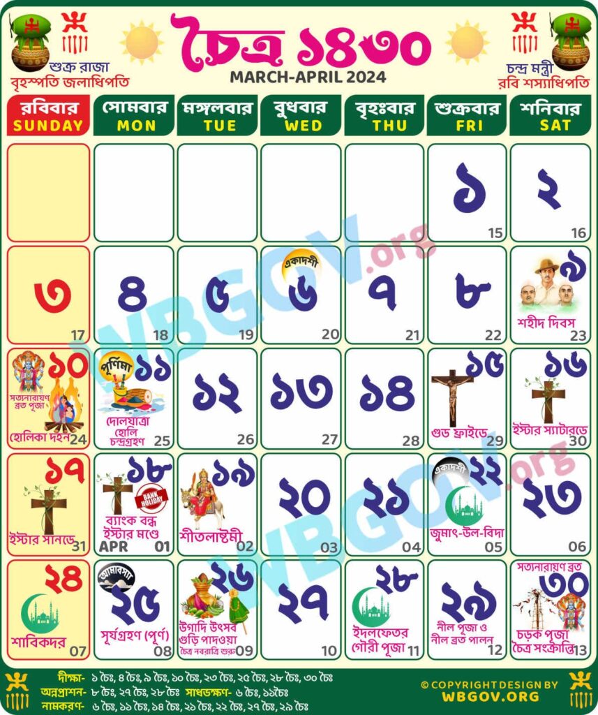 Chaitra 1430: Bengali Calendar 1430 (চৈত্র ১৪৩০ বাংলা ক্যালেন্ডার)