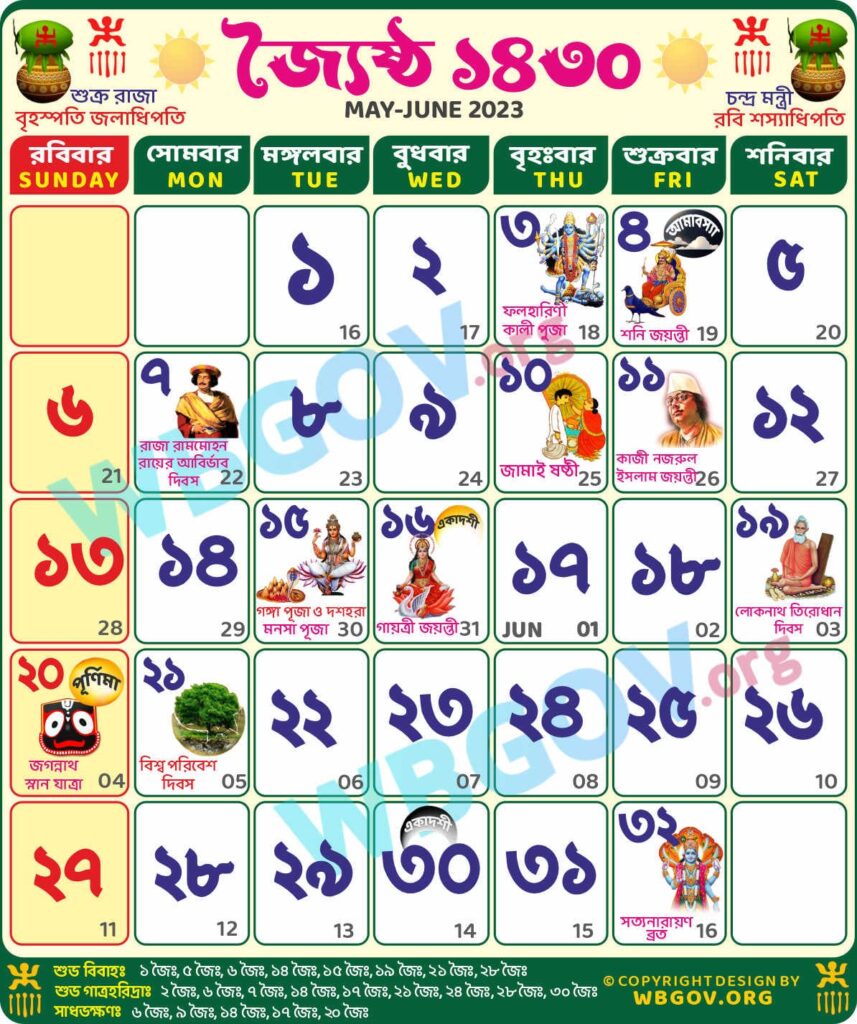 Jaistha 1430: Bengali Calendar 1430 (জ্যৈষ্ঠ ১৪৩০ বাংলা ক্যালেন্ডার)