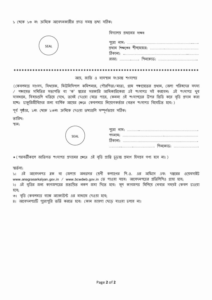 Sikshashree Scholarship Application Form